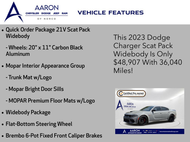 Used 2023 Dodge Charger R/T Scat Pack Widebody  in Norco, CA 9