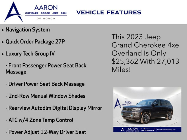 Used 2023 Jeep Grand Cherokee Overland 4xe  in Norco, CA 4