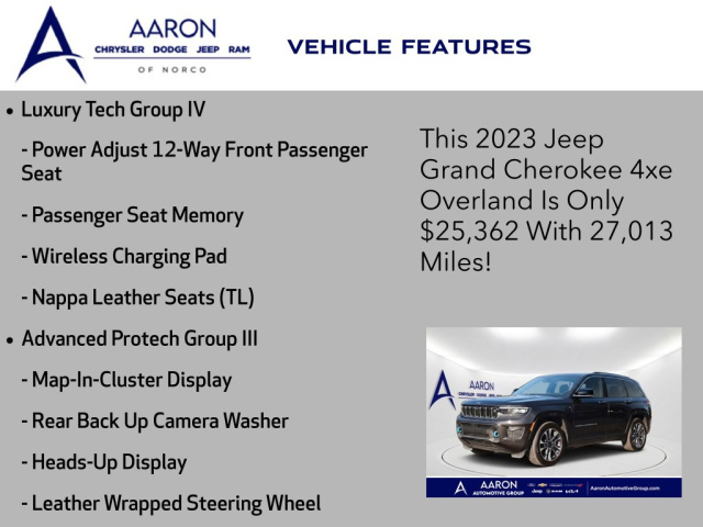Used 2023 Jeep Grand Cherokee Overland 4xe  in Norco, CA 9