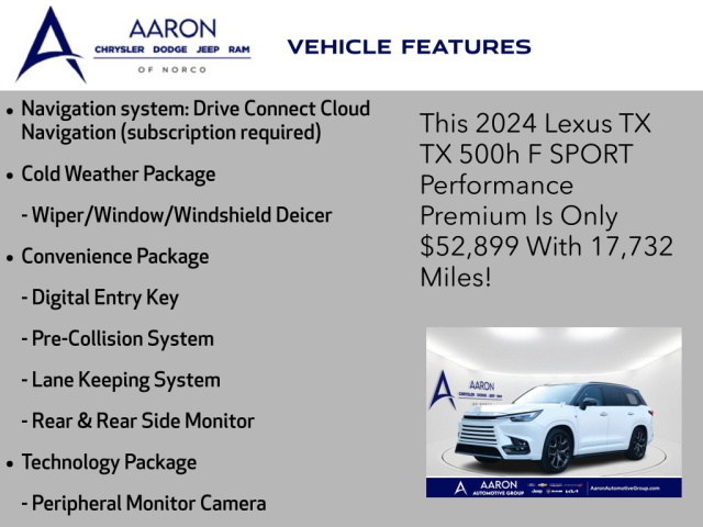 Used 2024 Lexus TX 500h F SPORT Premium  in Norco, CA 4