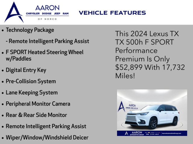 Used 2024 Lexus TX 500h F SPORT Premium  in Norco, CA 9
