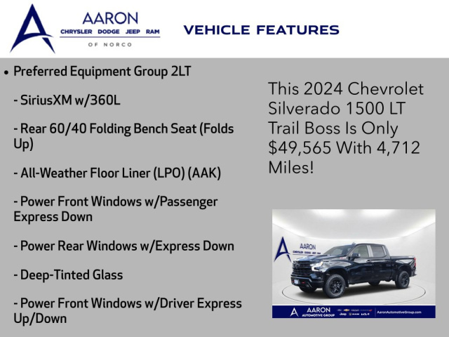 Used 2024 Chevrolet Silverado 1500 LT Trail Boss  in Norco, CA 4