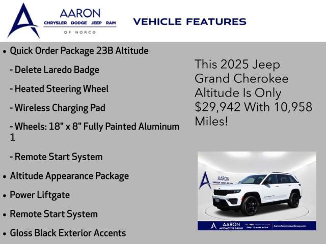 Used 2025 Jeep Grand Cherokee Altitude  in Norco, CA 9