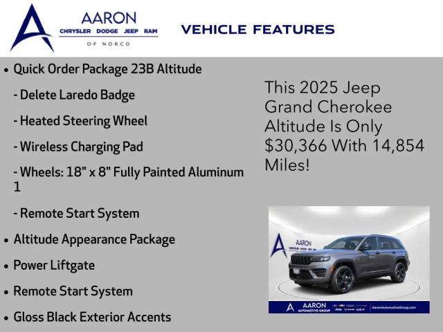 Used 2025 Jeep Grand Cherokee Altitude  in Norco, CA 9